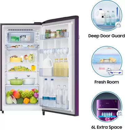 SAMSUNG 198 L Direct Cool Single Door 5 Star Refrigerator (Camellia Purple, RR21T2G2WCR/HL) SAMSUNG 198 L Direct Cool Single Door 5 Star Refrigerator (Camellia Purple, RR21T2G2WCR/HL)